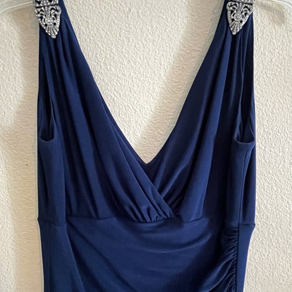 Ralph Lauren Blue Evening Dress with Rhinestone Accents *WORN ONCE!* - Picture 4 of 13